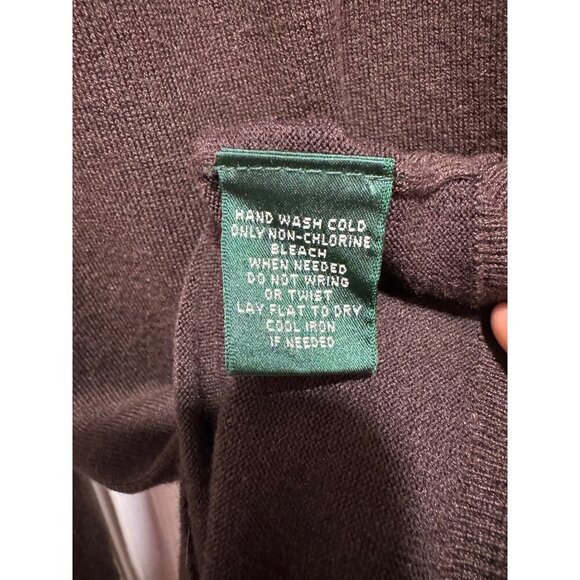 Lauren Ralph Lauren Women's Size 1X Brown V-Neck Cardigan Silk & Cotton Blend - Picture 4 of 4